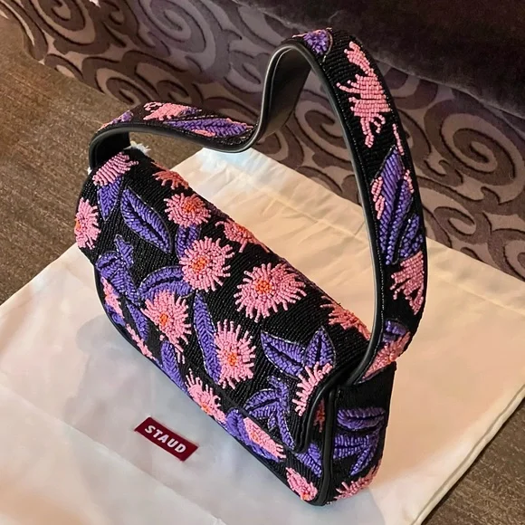 🌺🎉HP🎉🌺 NWOT Staud Tommy Beaded Shoulder Bag Quartz Acid 🌟RARE FIND🌟 - Picture 5 of 16